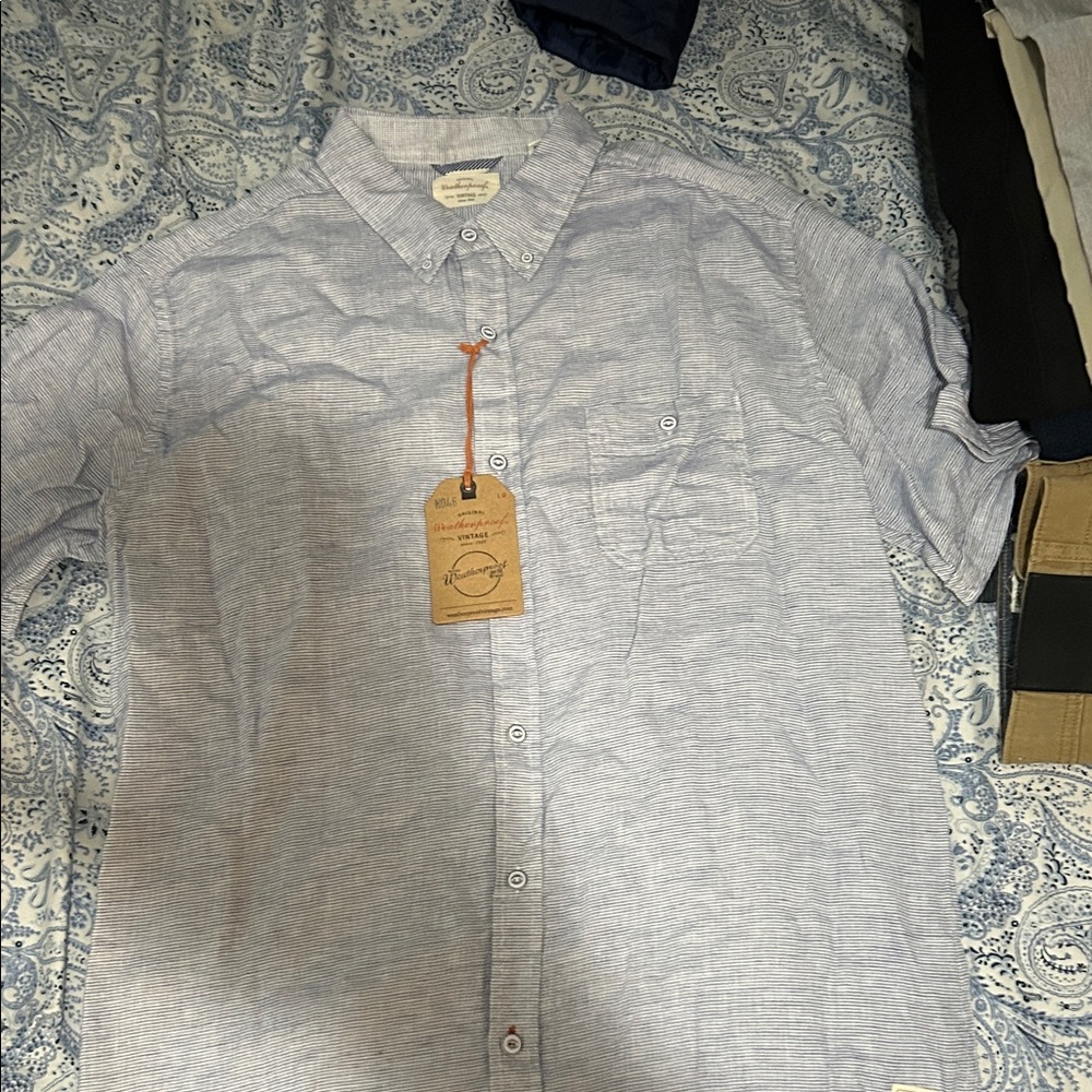 Weatherproof Men's Large Light Blue short sleeve button down